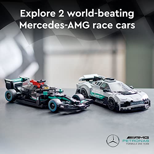 LEGO Speed Champions Mercedes-AMG F1 W12 E, Performance & Project One Toy Car Set, Building Toy Easter Basket Stuffer, Collectible Mercedes Model Race Car, Easter Gift for Kids and Teens, 76909